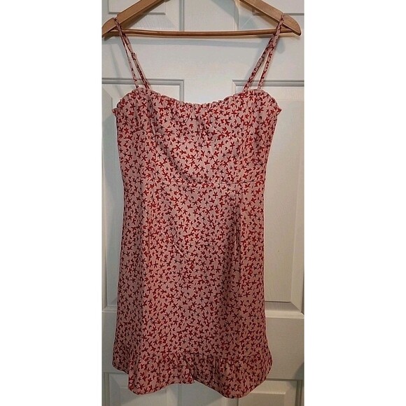 Princess Polly Dresses & Skirts - Princess Polly Sundress 8 Red Mini Floral Ruffle Cottagecore Adjustable Straps